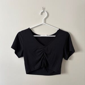 Women's Black Ruched Crop Top